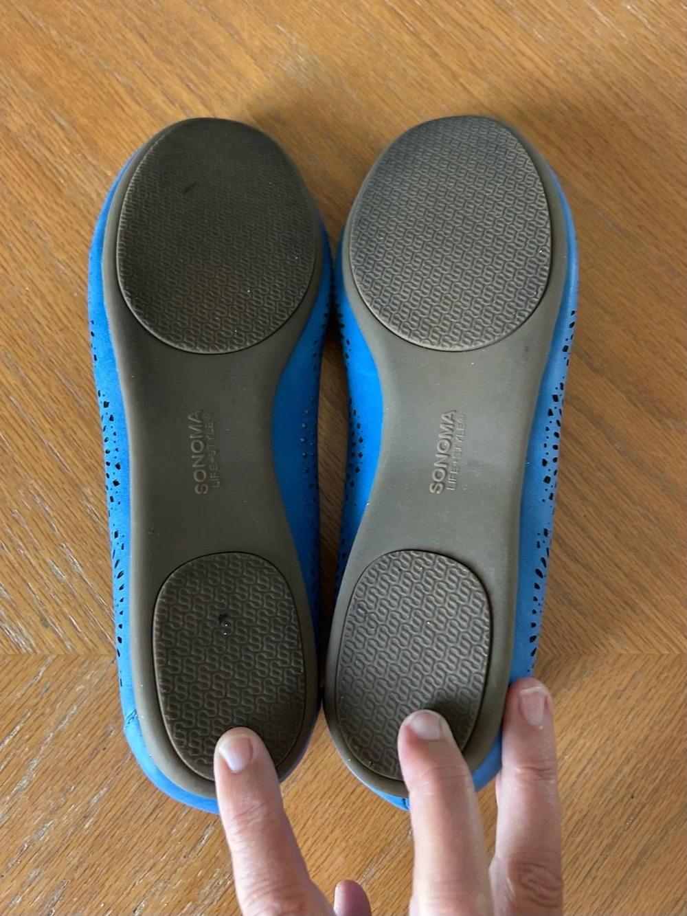 Sonoma Life+Style Memory Foam Eliza Blue Faux Leather Ballet Flat 9M